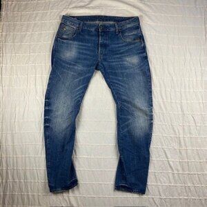 G Star Raw Arc 3D Slim Jeans Men's Size 36x32 Dark Blue Wash Donut Button Fly